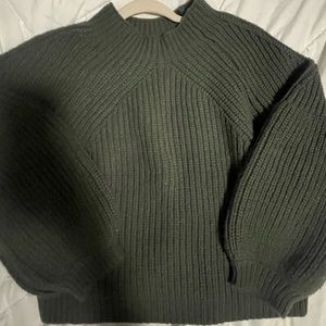 Petal + pup cropped oversized knitted sweater dark green